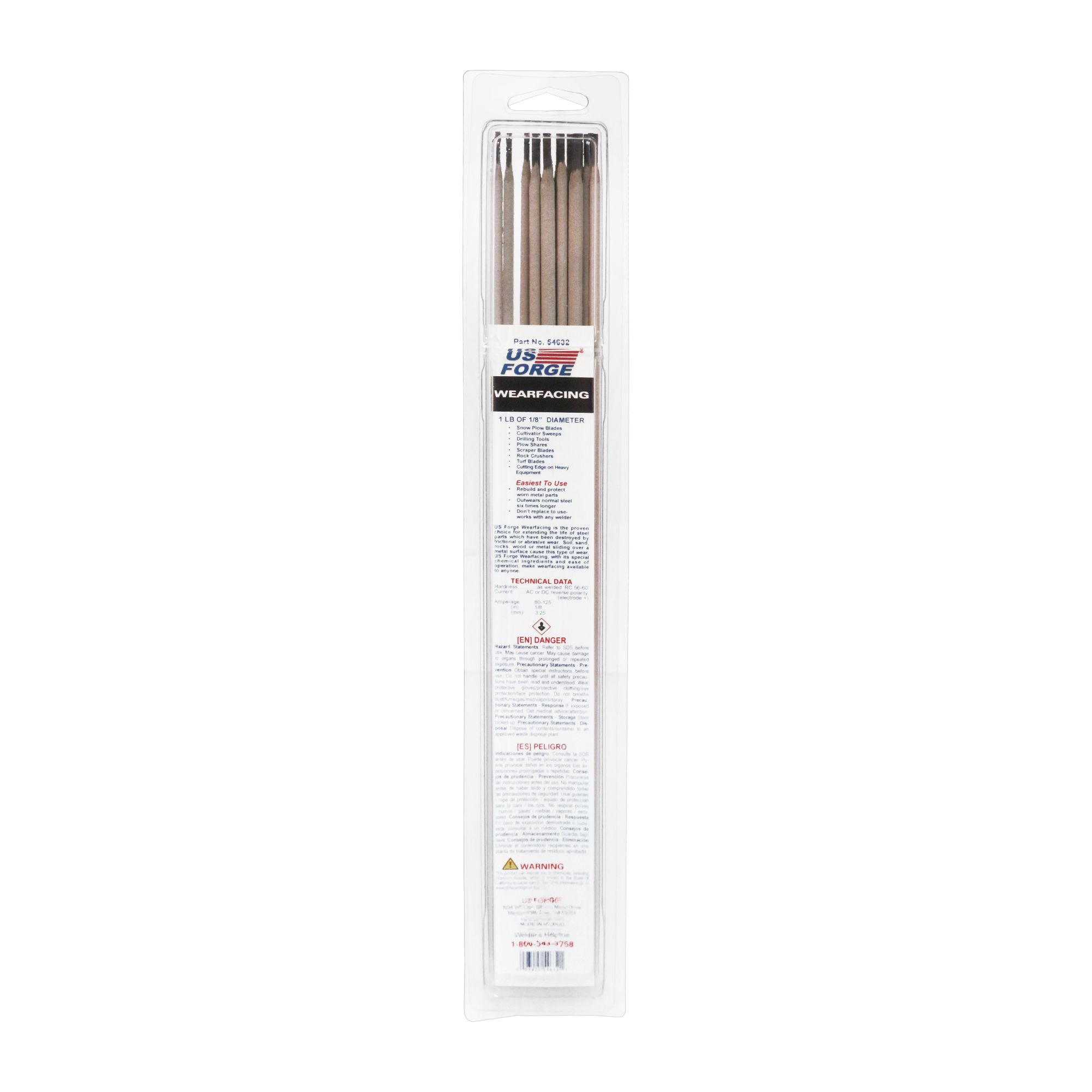 US Forge® 1/8" Wearfacing Wear & Abrasion Resistant Electrode - 1 lbs, Model# 54632